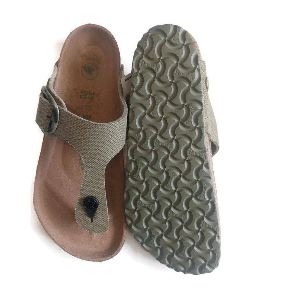 Birkenstock Womens 8 Mens 6 Gizeh Vegan Big Buckle Sandals EU 39 Faded Khaki - Picture 10 of 11
